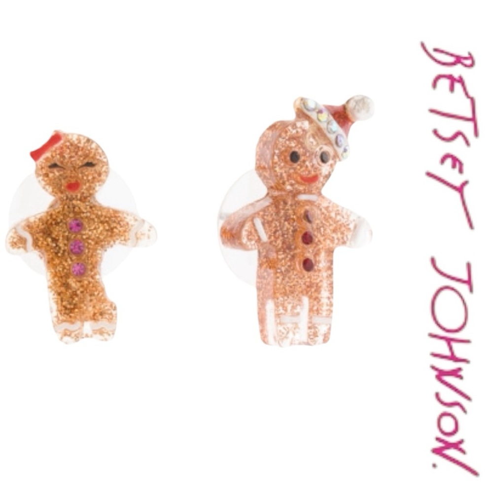 Betsey Johnson Gingerbread Snowflake Stud Earrings